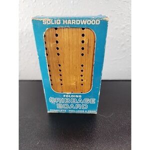 Vintage Crestline Folding Cribbage Game Hardwood Wooden Board In Original Box